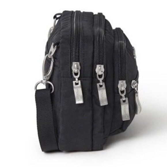 NWT baggallini Triple Zip Bag Crossbody Charcoal Gray RFID‎ Travel
